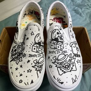 Vans ClassicSlip Tattoo/TrueWhite Size M4/W5.5